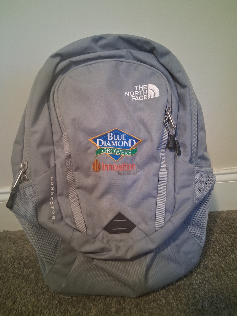 The North Face Light Gray Connector Backpack with Multicolor Patch